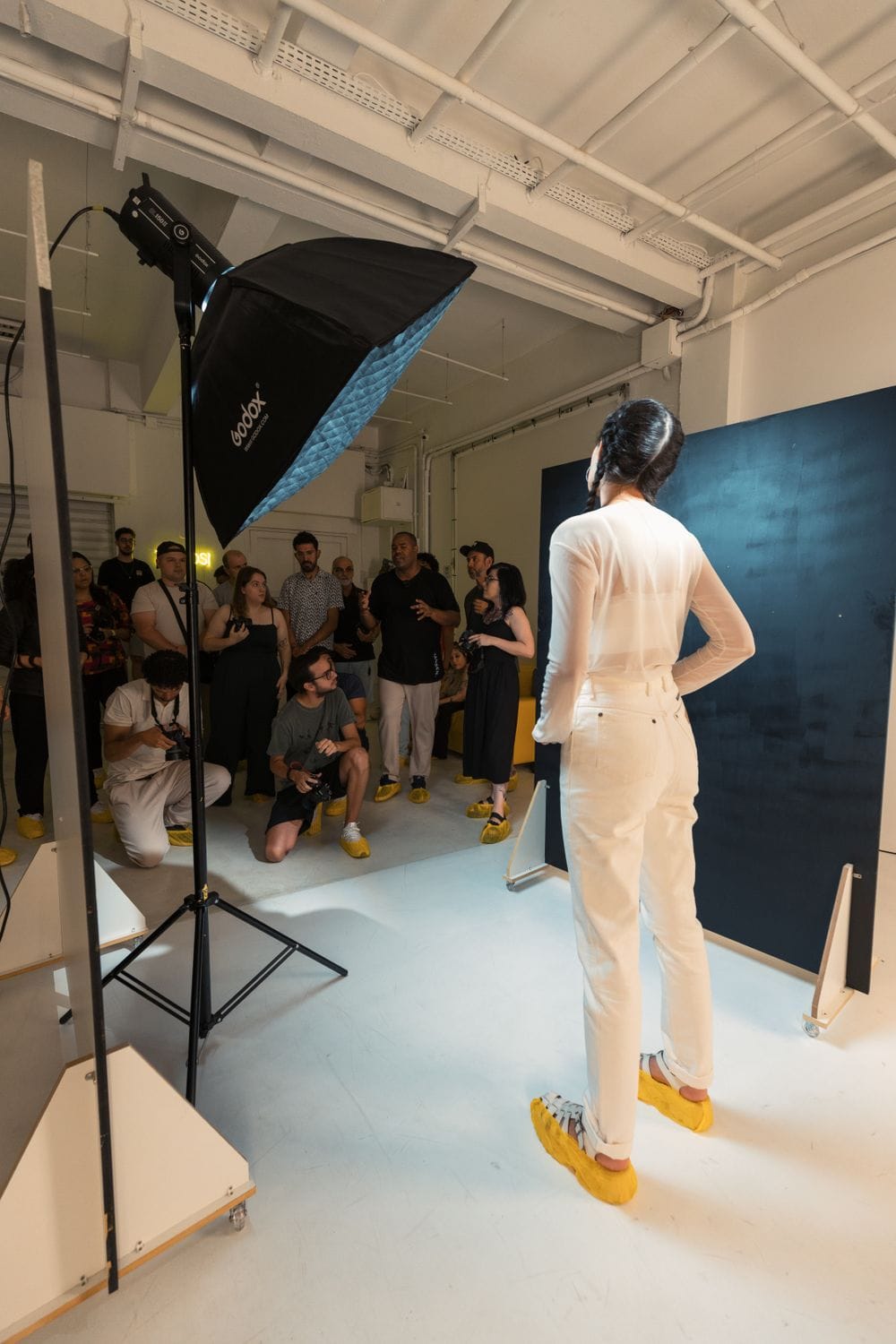 Flowing garment showing movement on the runway