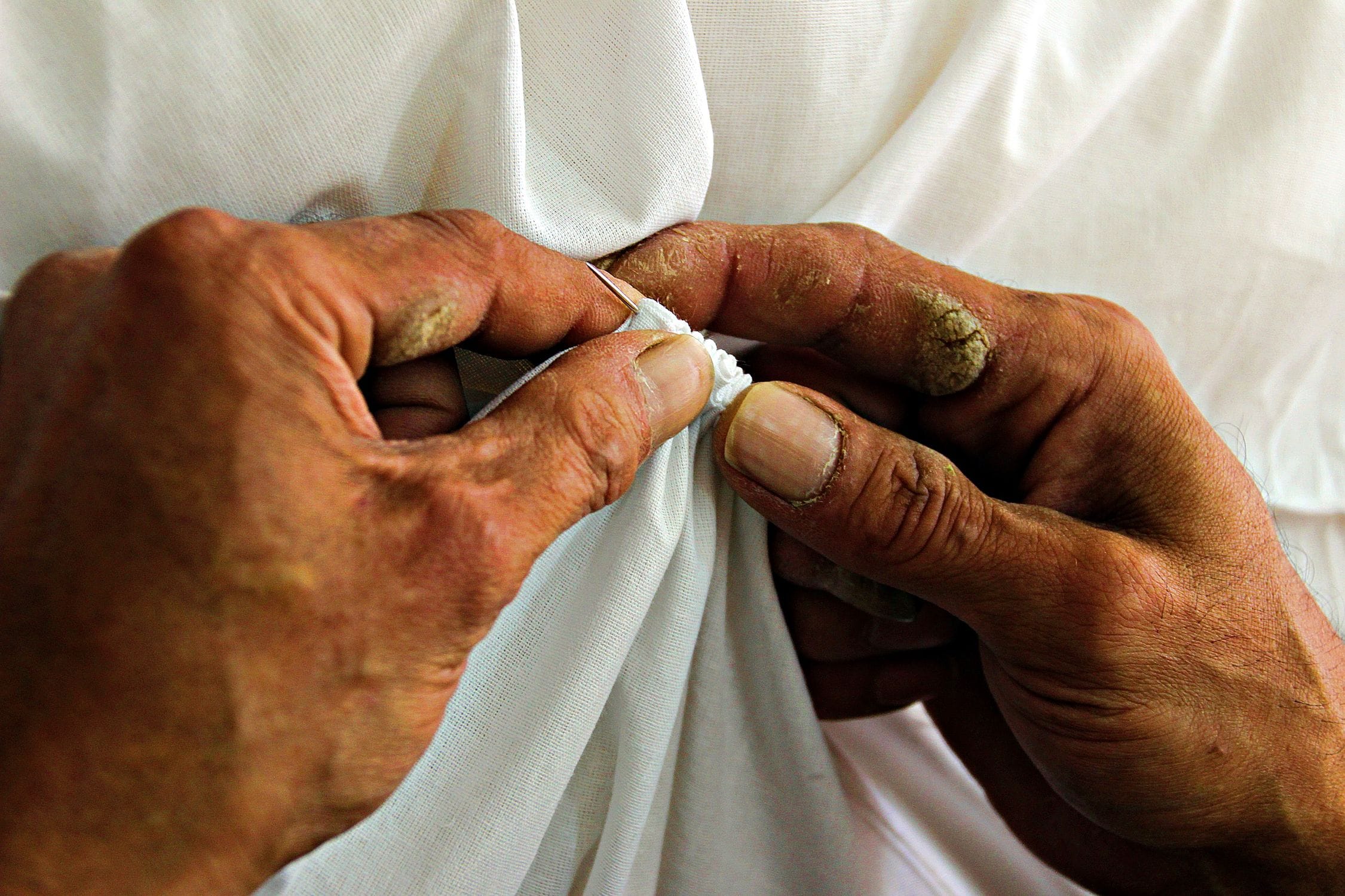 Detail of Italian craftsmanship in luxury garment making