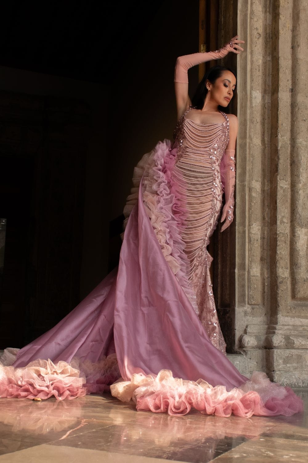 Finished luxury garment presented on the runway