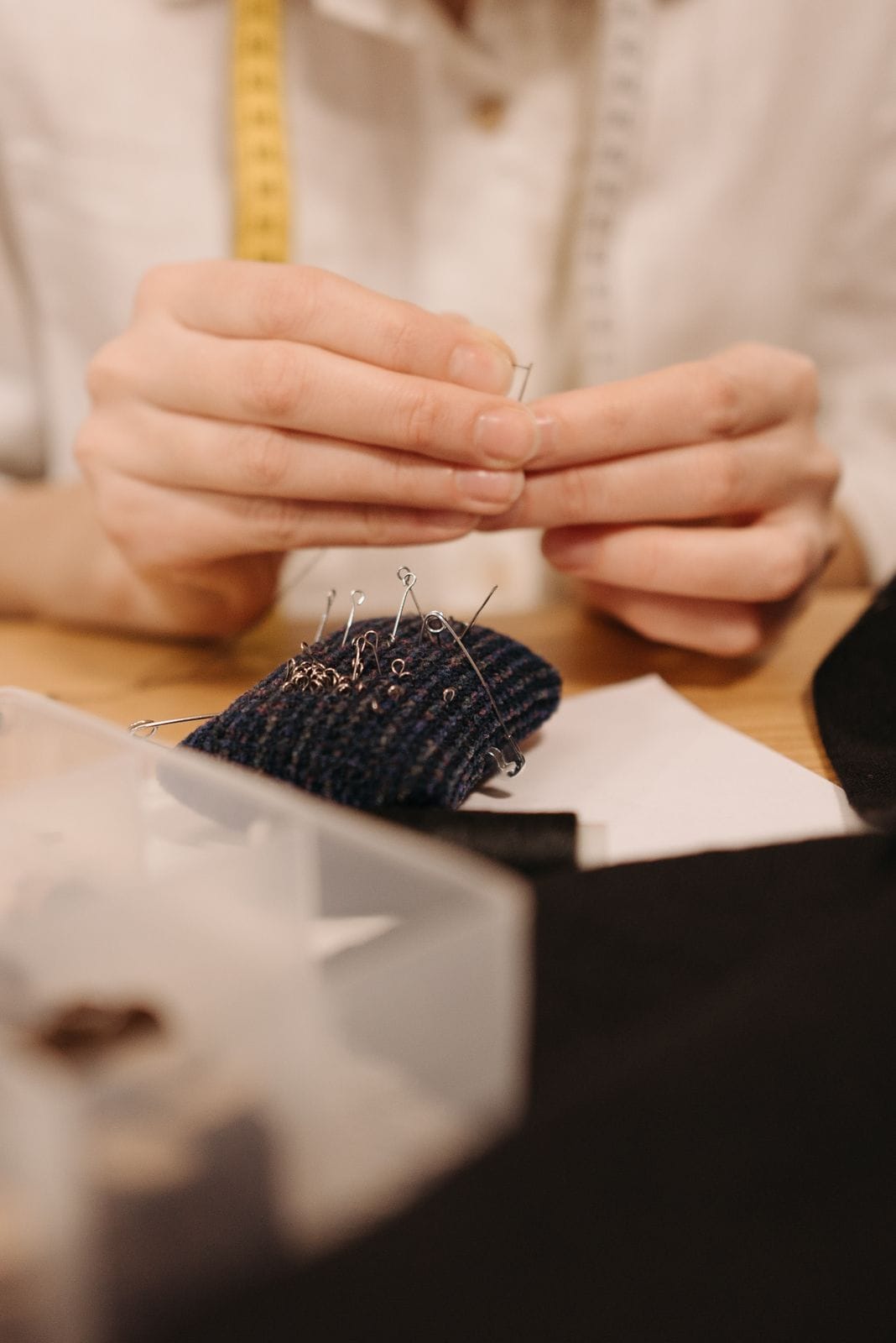 Garment being constructed for a private label collection