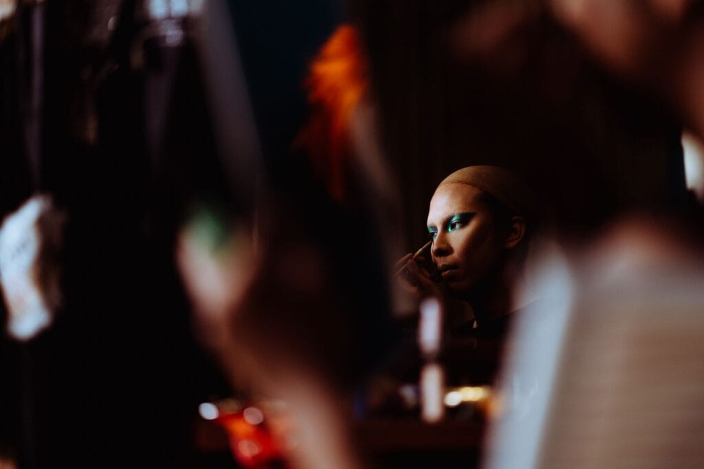 Model presenting a show piece on the runway