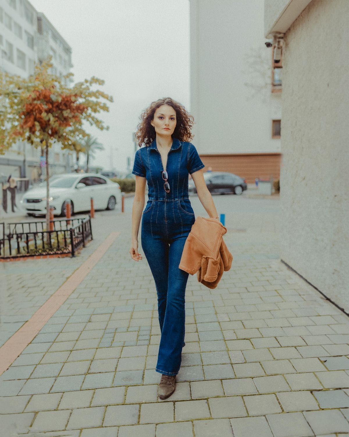 Woman wearing a premium denim outfit