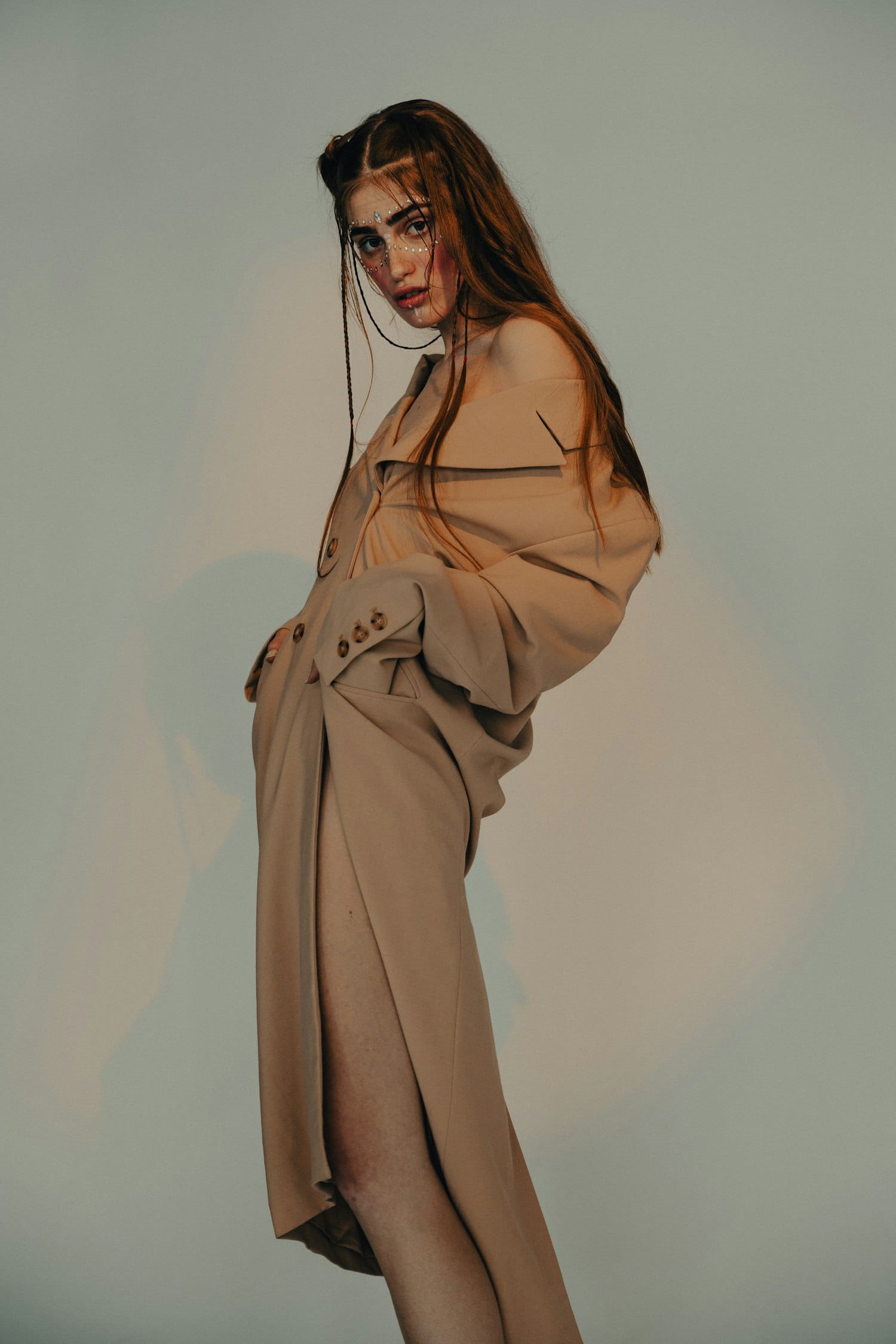 Elegant editorial in a long coat