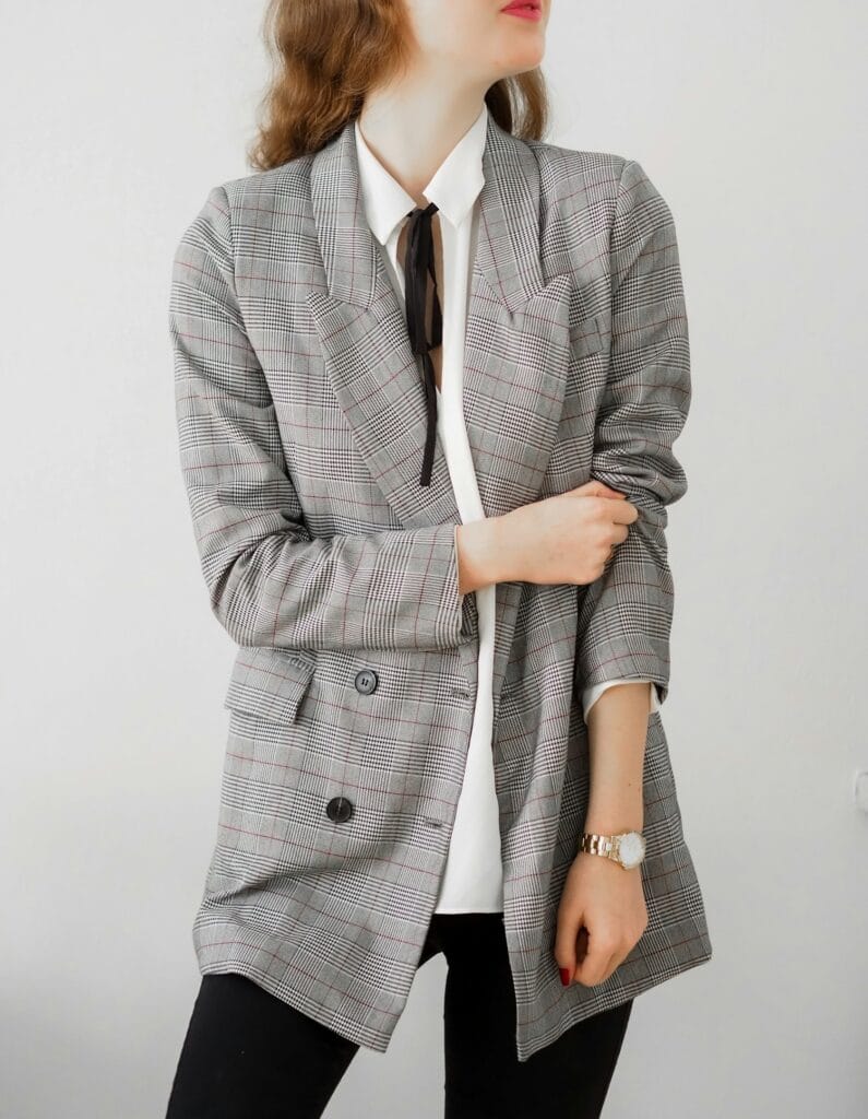 Model in a tailored blazer