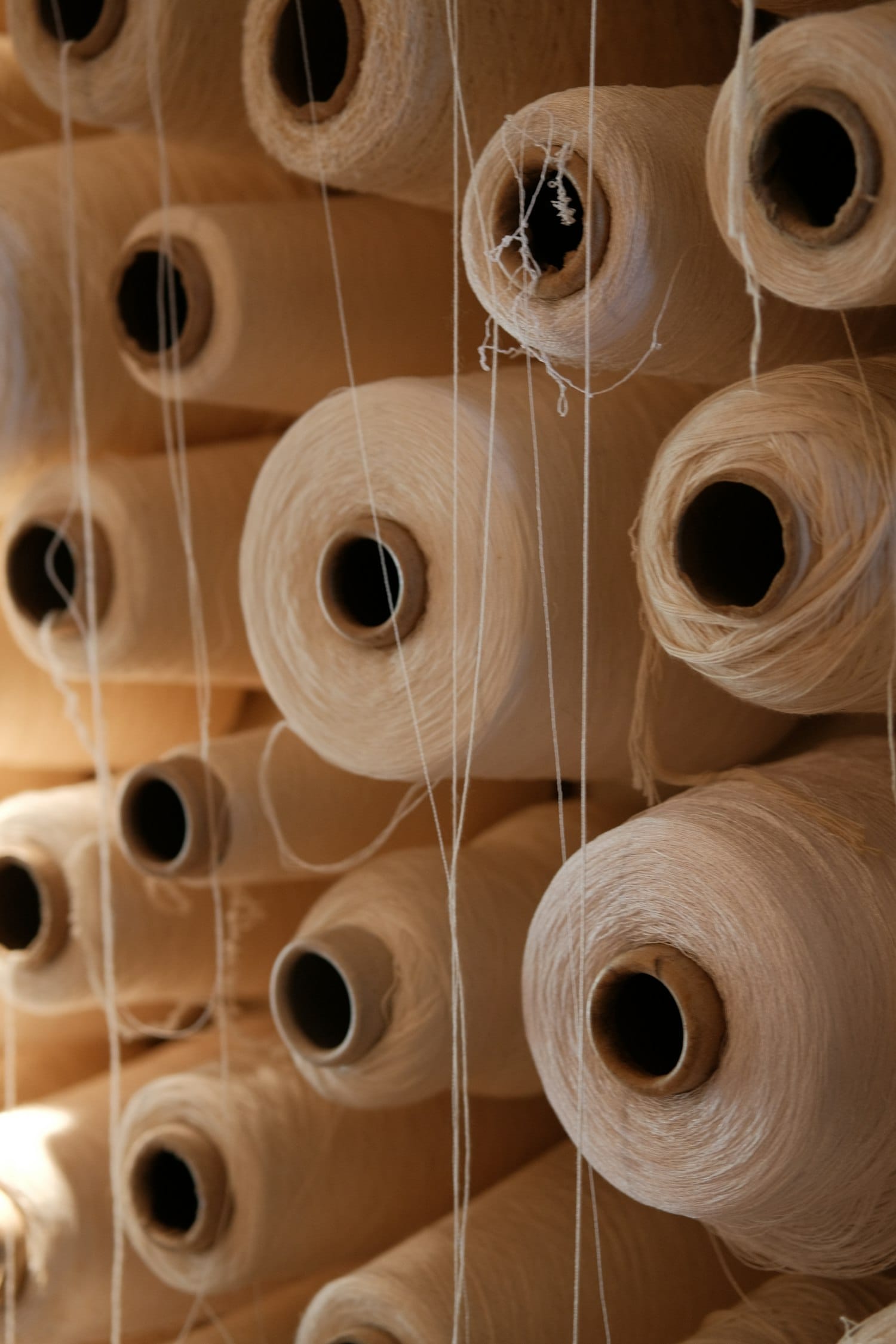 Spools of thread on a table