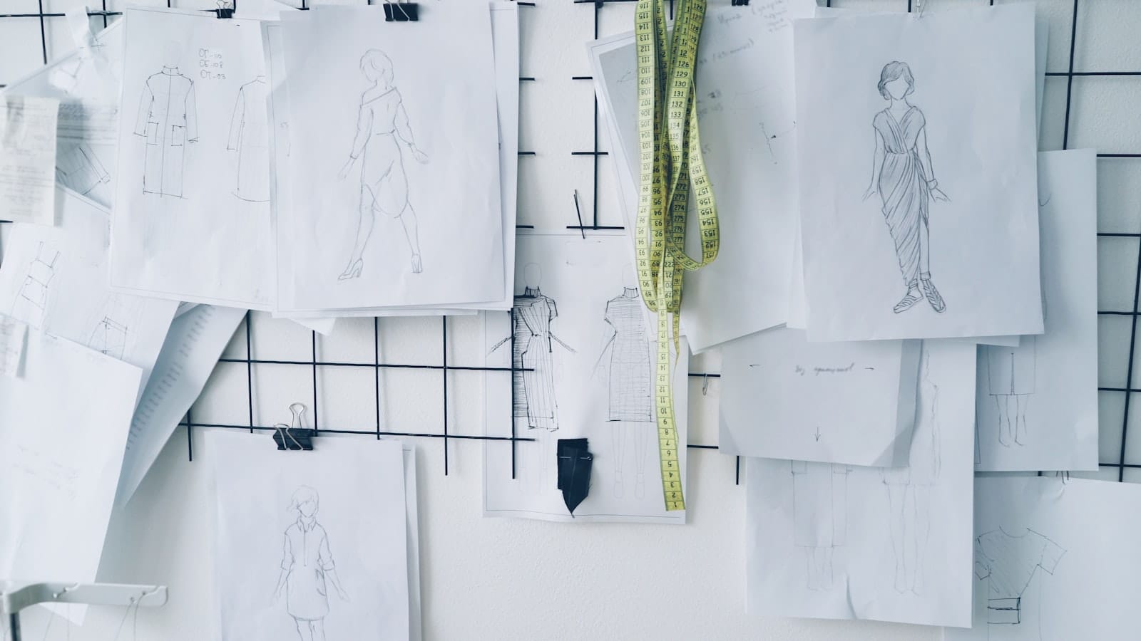 Fashion designer sketching in a studio