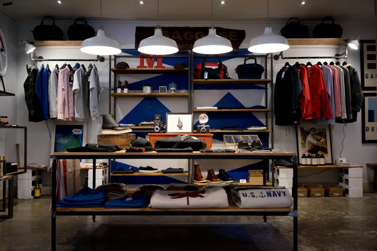 A boutique interior with garments