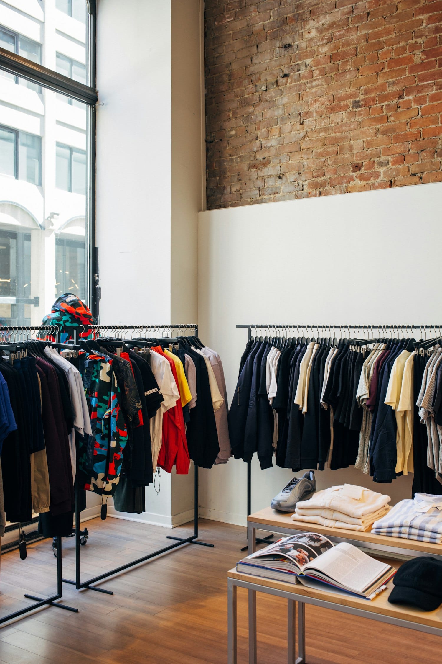 A full rack of garments