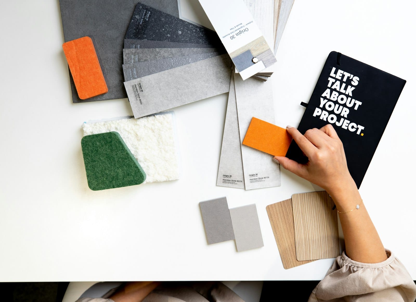 Mood board with fabric swatches