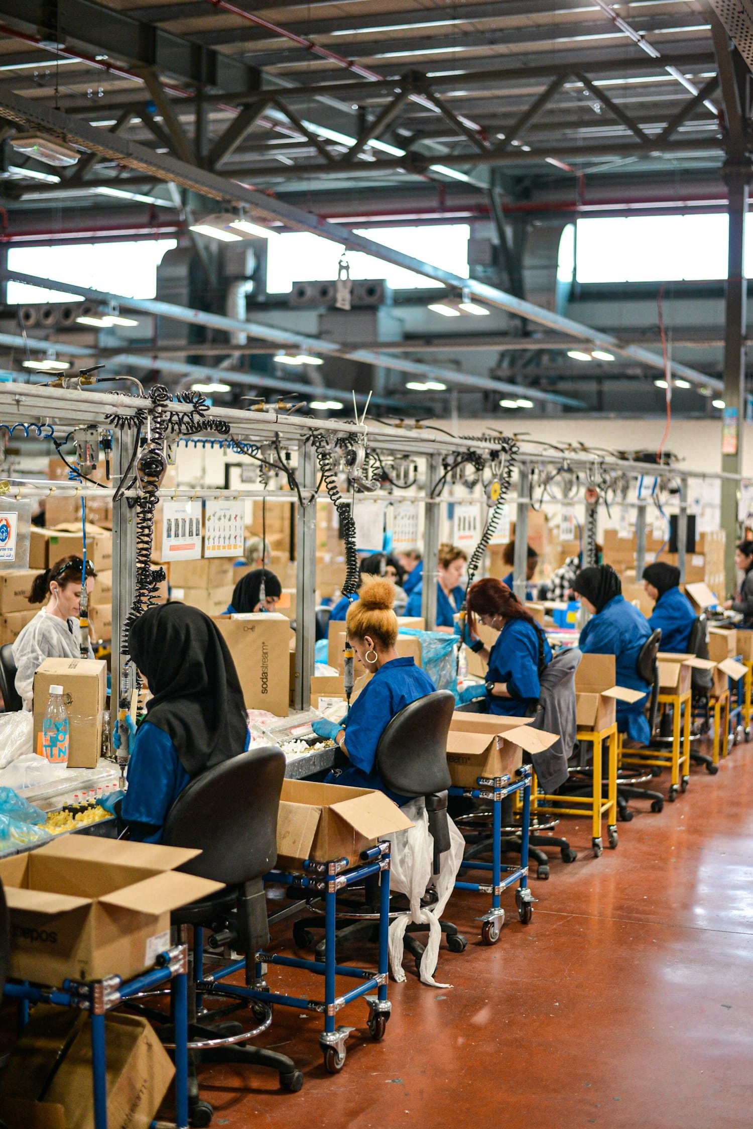 A garment production floor
