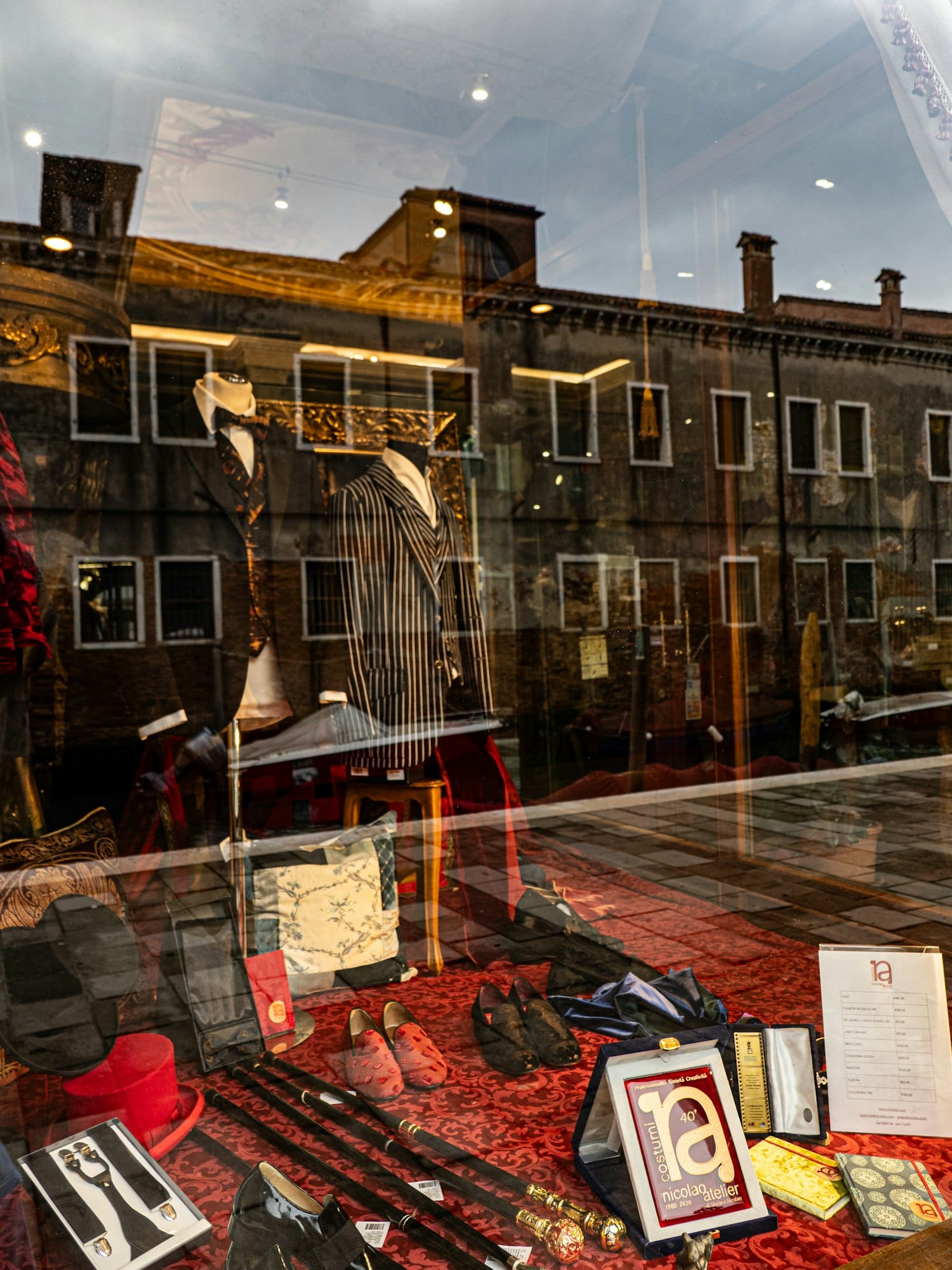 Tailored suits in a store window