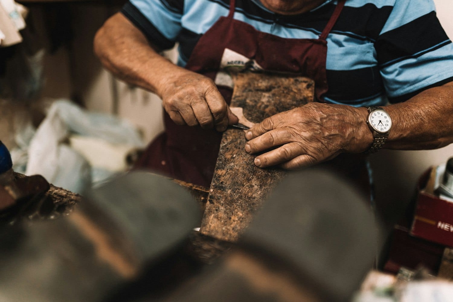 Artisan working by hand