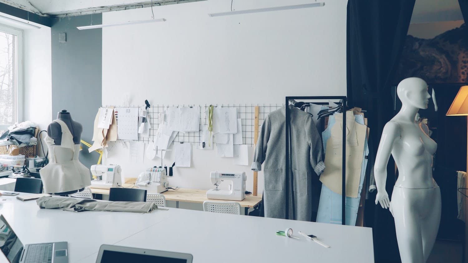 A fashion design studio with materials