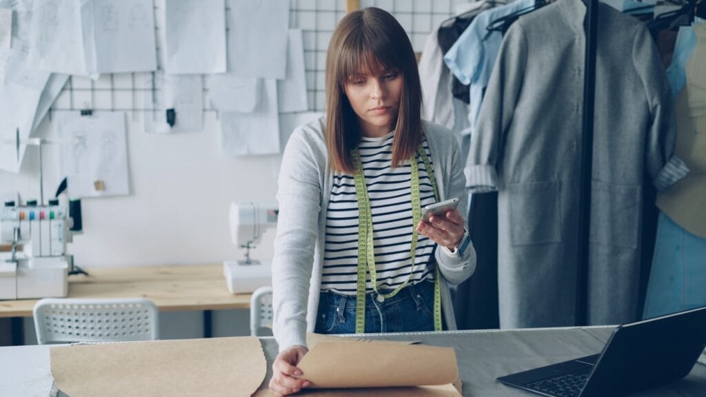 Designer working on a garment pattern