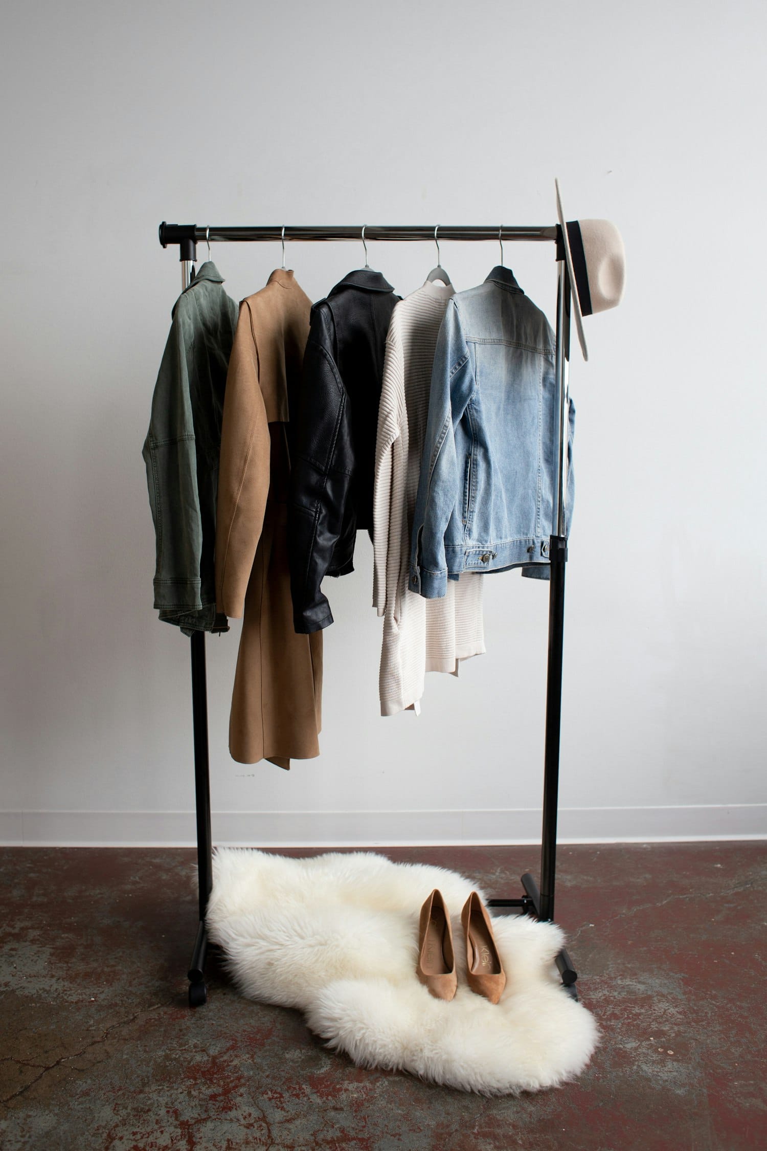Jackets on a clothing rack