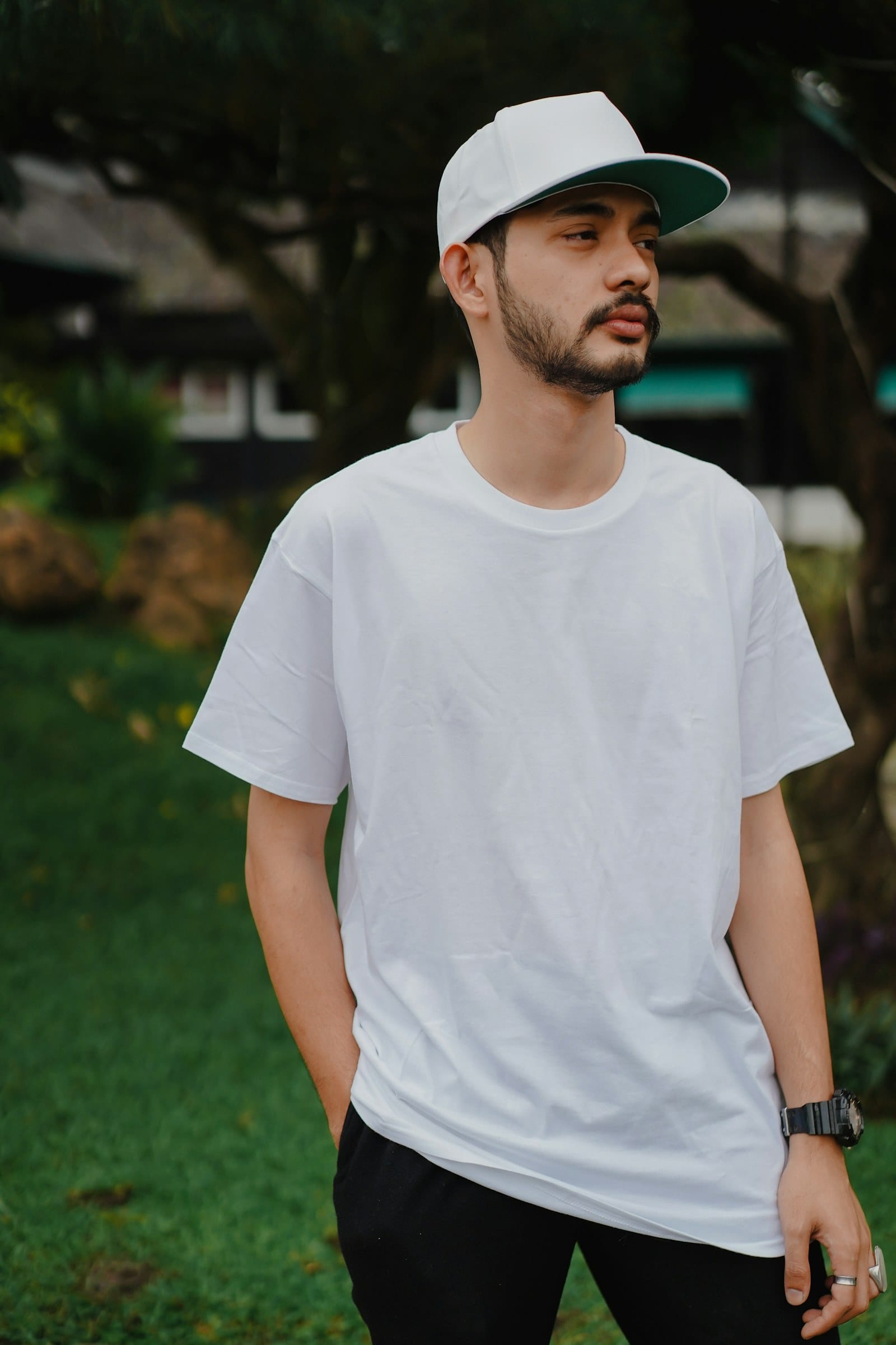 Blank white cotton t-shirt, jersey production for private label